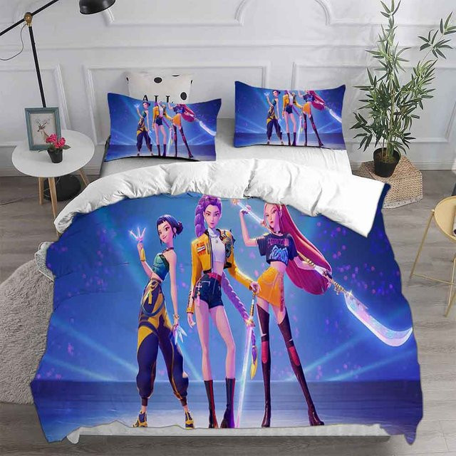 Gu Tao KPop Dämonenjäger Bettwäsche-Set aus Polyester, 3-teilig, Mehrfarbig, B/H: 135 x 200 cm - Bild 1