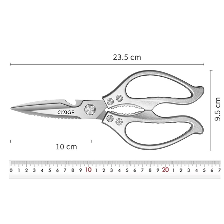 PLYS Küchenschere aus Edelstahl in Silber, multifunktionale Hühnerschere für Fleisch, Fisch, Kräuter und Gemüse, Höhe: 23,5 cm, Breite: 9,5 cm - Bild 2