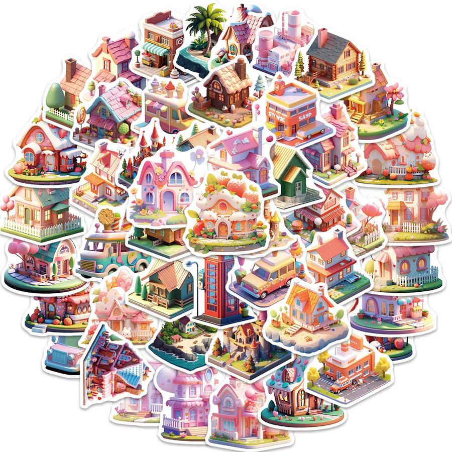 50 Stück BulingBulingStickers Cartoon 3D Miniatur Szene Wasserdichte Graffiti Aufkleber in Multicolour für Handy, Laptop und Schreibwaren - Bild 2