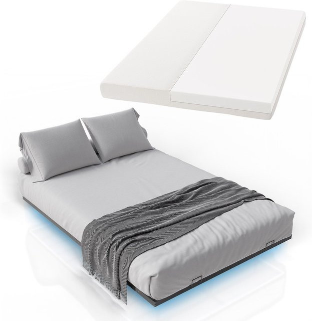 Juskys Metallbett Palamos Schwebebett in Schwarz mit LED-Unterbettbeleuchtung, Matratze und Lattenrost, B/T: 140 x 200 cm - Bild 1
