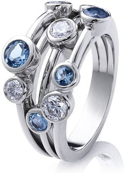 Huitan Bandringe Damen, Silber, Zirkonia - Bild 1