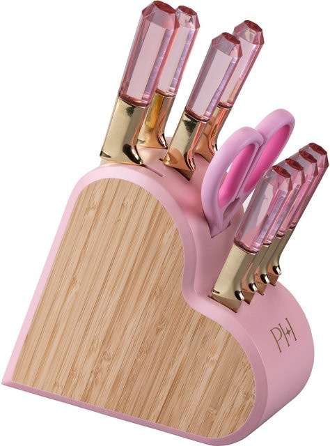 Paris Hilton Messerblock-Set, 10-teilig, Pink/Gold/Braun - Bild 1