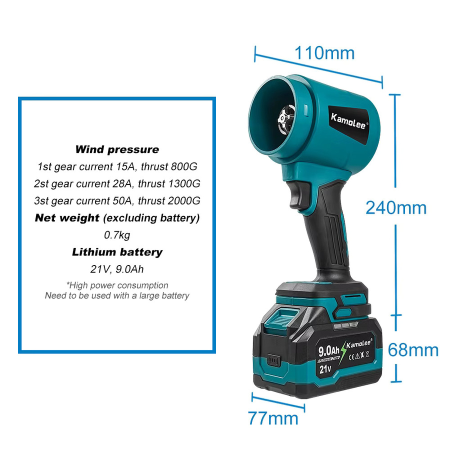 Kamolee Turbo Jet Fan Akku-Gebläse 3000W kabelloser elektrischer Handgebläse-Power-Tool - Bild 2