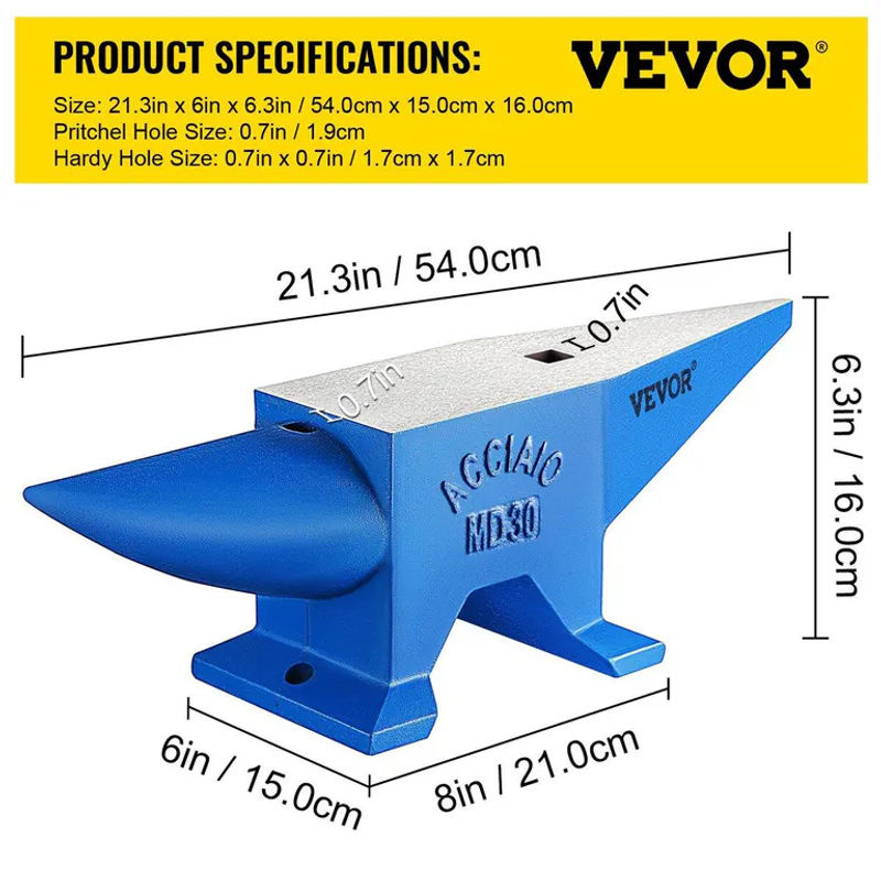 Buying Solutions MB Pro Hornamboss aus Stahl, Tragbarer Gusseisen Amboss für die Schmiede, 30 kg - Bild 6