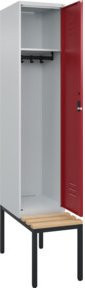 C+P Spind Classic PLUS Garderobenschrank mit Sitzbank, 1 Abteil, B/T/H: 212,0 x 40,0 x 81,5 cm, Zylinderschloss und 4 Garderobenhaken - Bild 1