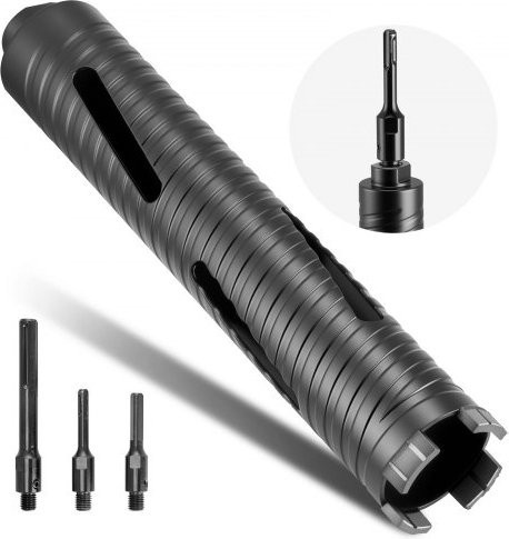 VEVOR Diamant-Kernbohrer Set mit M16 Innengewinde und 3 Adaptern, Durchmesser: 51 mm, Bohrtiefe: 241 mm, Farbe: Schwarz - Bild 1
