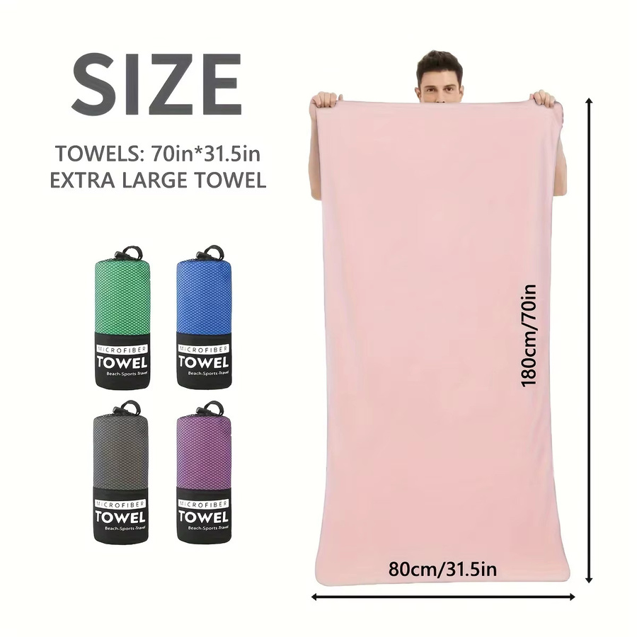LAYEN Mikrofaser Handtuch in Pink, schnelltrocknend und saugfähig für Sport, Camping und Strand, B/H: 80 x 180 cm - Bild 2