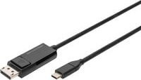 Digitus Bidirektionales USB-C auf DisplayPort 1.4 Adapterkabel in Schwarz, 2 m, unterstützt 8K 30 Hz und 4K 144 Hz - Bild 1