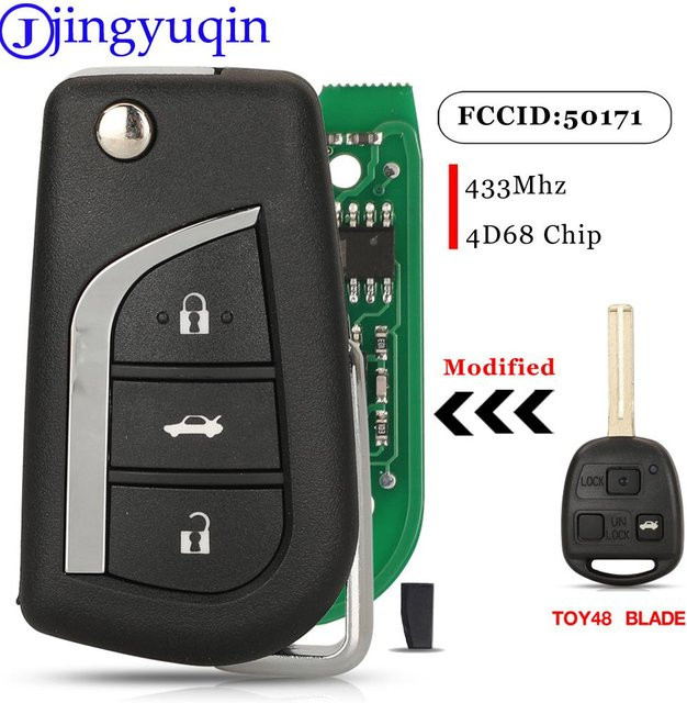 Jingyuqin Modifizierter Klappbarer Autoschlüssel ASK 433MHz 4D68 Chip mit Toy48 in Schwarz für Lexus ES300 GS300 GS400 IS300 LS400 - Bild 1
