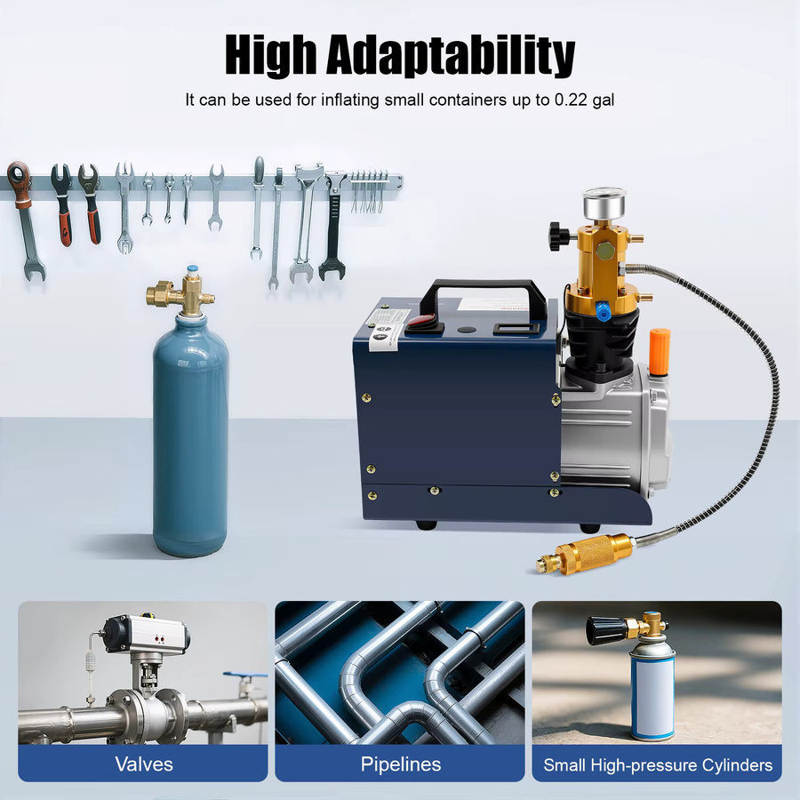 Bymaocar 1800W PCP Luftkompressor, wassergekühlte Hochdruck-Luftpumpe in Blau und Silber mit integriertem Kondensatorfilter - Bild 6