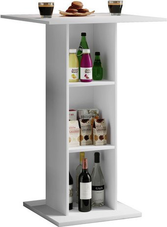 VCM Bartisch Standos in Weiss mit Holzstruktur-Nachbildung, B/T/H: 70 x 70 x 108 cm - Bild 1