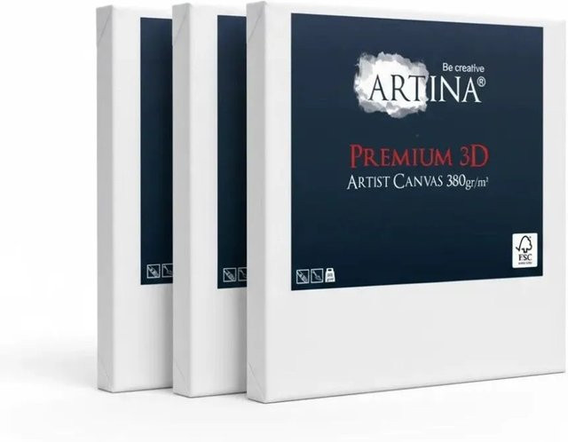 Artina Premium 3D Keilrahmen Set aus FSC Holz und Baumwolle, Weiß, 3-teilig, B: 50 cm, H: 150 cm - Bild 1