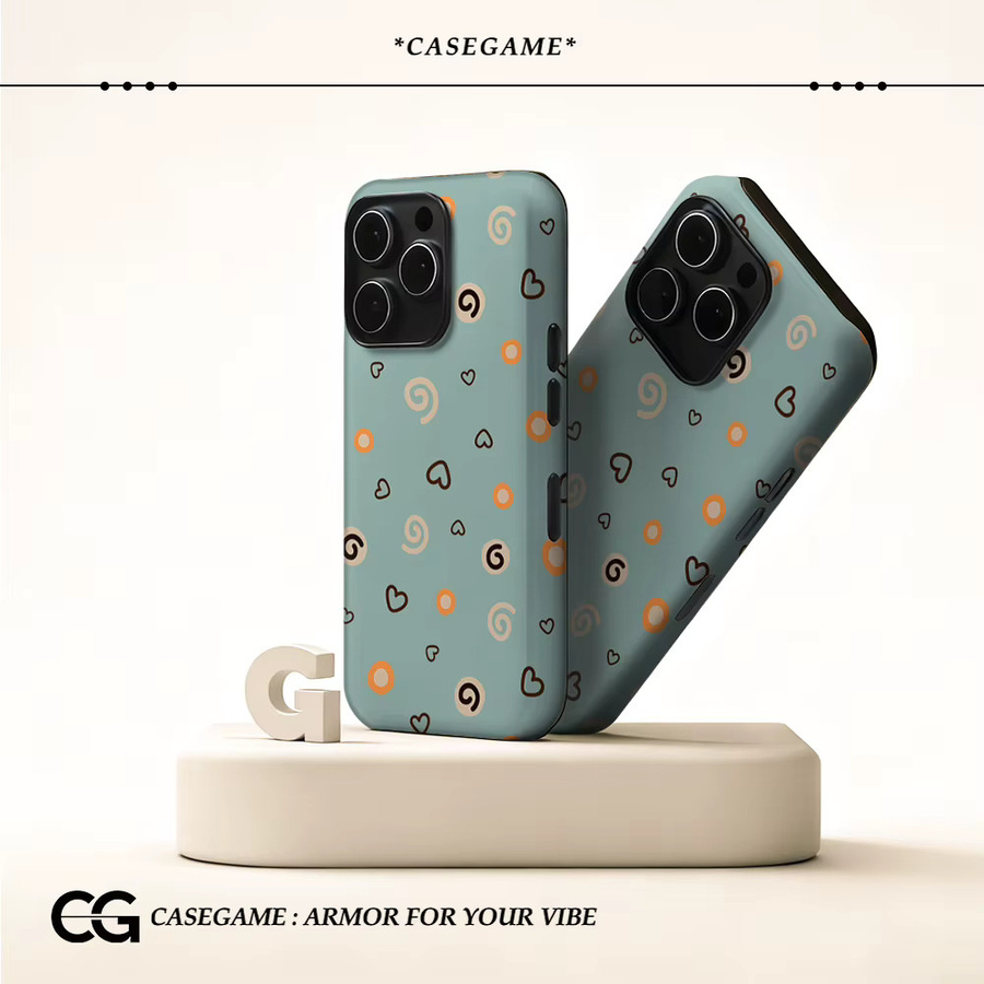 Potdemiel Handyhülle Mint Heart & Swirl für iPhone 17 16 15 14 13 12 11 Pro Max Plus mit doppelschichtiger Rückseite in Grün - Bild 2