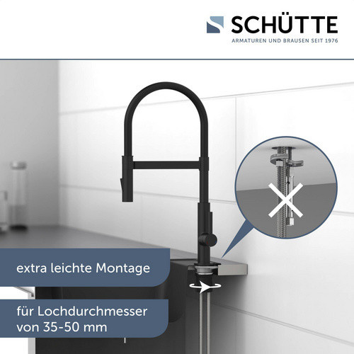 Schütte Spültischarmatur Miami Schwarz-Matt mit ausziehbarem Soft-Touch Schlauch und Spritzfunktion aus Messing - Bild 5