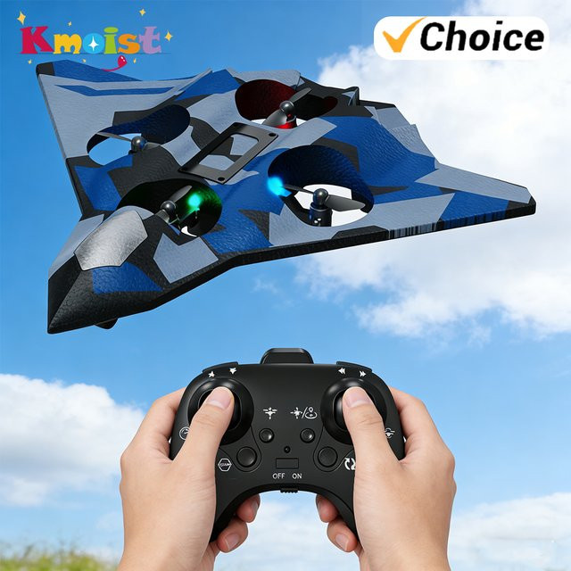 Kmoist 6CH RC Glider Fighter, Starrflügel Schaumstoff Flugzeug, mit Licht, Funksteuerung - Bild 1