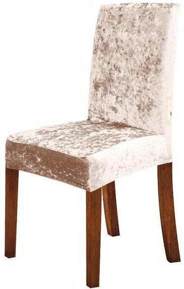 Leorate Stuhlhussen aus glänzendem Samtstoff in Beige, 2er-Set, elastischer Stretch-Bezug für Esszimmerstühle und Schreibtischstühle - Bild 1