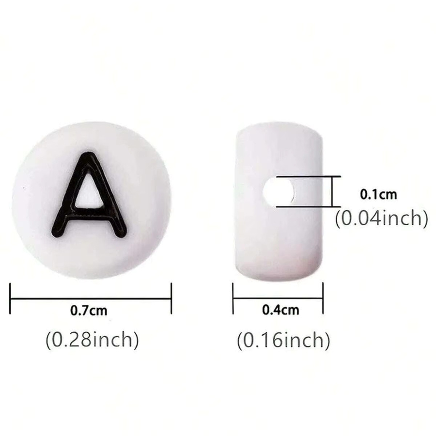 QYWCTZ Acrylperlen, 7mm, 5er-Mix, mit schwarzen Buchstaben - Bild 2