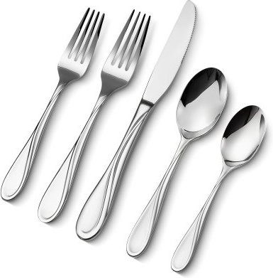 VEVOR Besteckset aus Edelstahl in Silber, 30-teiliges poliertes Cutlery-Set für 6 Personen, inklusive Messer, Gabel und Löffel, spülmaschinenfest - Bild 1