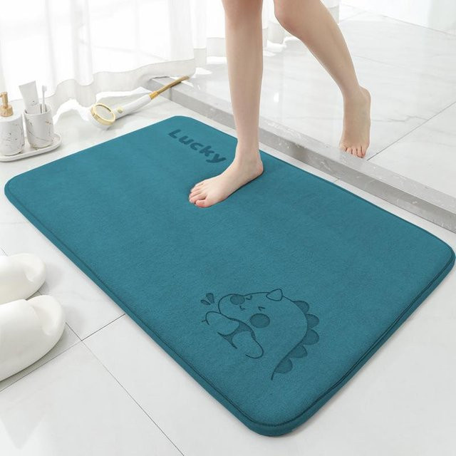 Rutschfeste und saugfähige Badezimmer-Matte von Yiran Furniture mit Tiermotiv, B/B: 40 x 60 cm, erhältlich in Grau, Rot, Grün und Türkis - Bild 1