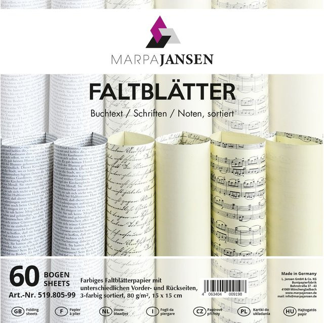 MarpaJansen Faltblätter Text und Noten in Weiß, B/T/H: 15 x 15 x 60 cm - Bild 1