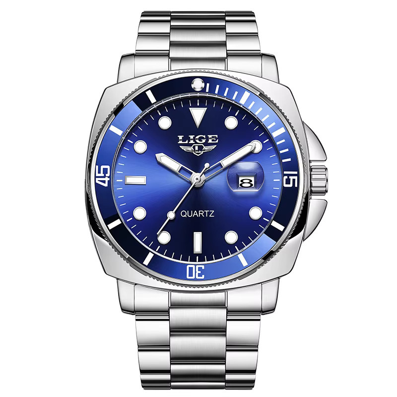 LIGE Armbanduhr Quarz, Edelstahl, Blau, Herren - Bild 7