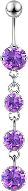 Lucky Star Jewelry Bauchnabelring Edelstahl, Zirkonia, Silber, Unisex - Bild 1