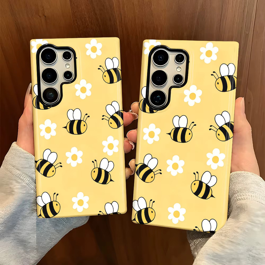 Bee Daisy Handyhülle für Samsung Galaxy S26 S25 S24 S23 S20 FE A56 A36 Ultra in Gelb mit glänzender HD Hartschalen-Folie - Bild 4