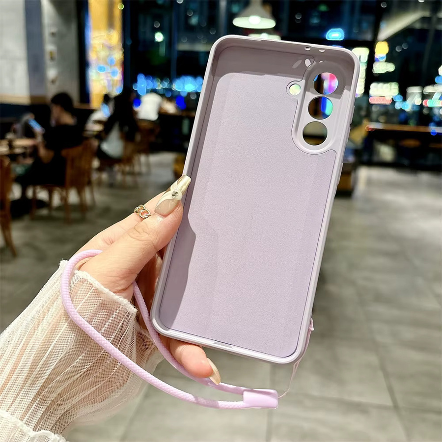 Original Silikon Handyhülle mit Handschlaufe für Samsung Galaxy S26 25 Ultra S25 FE Edge S24 S25 Plus A56 A36 A17 5G in Grün und Lila - Bild 2