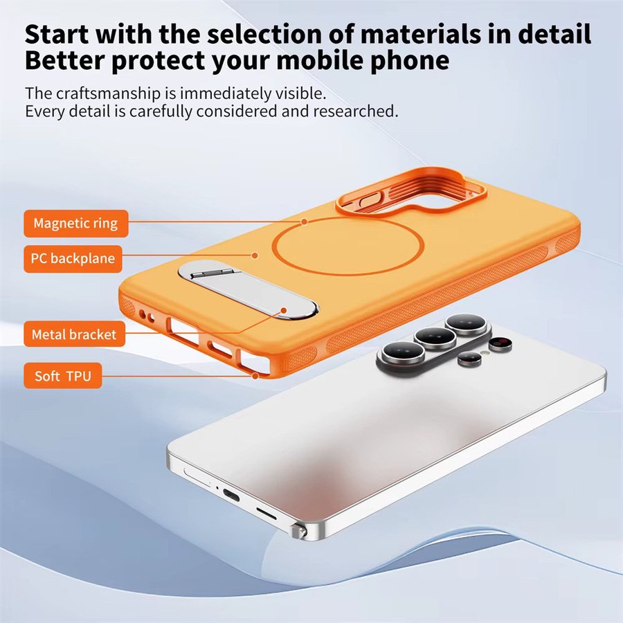Magnetische und faltbare Schutzhülle für Samsung Galaxy S26 S25 FE S24 S23 Ultra Plus in Orange mit MagSafe-Kompatibilität - Bild 3