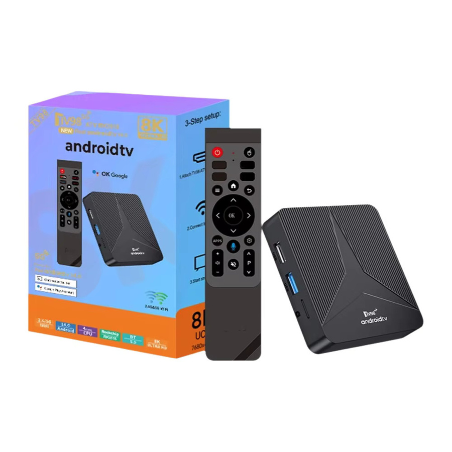 CLIBABIQBOX TV98 ATV RK3518 Smart Android 14 TV-Box mit Sprachfernbedienung, Dual-WLAN, 4G, 5G, BT5.0, HD 8K 4K Unterstützung, Schwarz - Bild 4