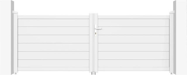 Casanoov Elektrisches Flügeltor Eiger in Weiß mit Drehtorantrieb Ranger B150 aus Aluminium, Breite: 300 cm, Höhe: 115 cm - Bild 1
