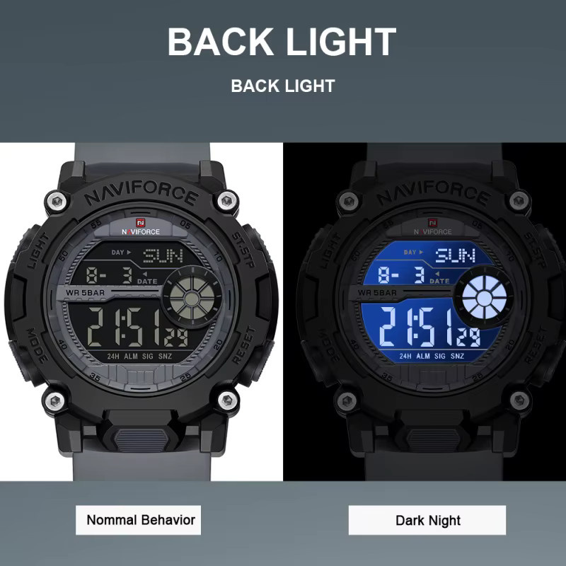 NAVIFORCE Digitaluhr, Quarz, Schwarz, Silikon, Herren - Bild 3