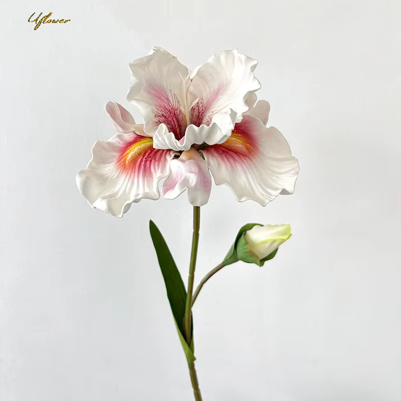 Uflower Künstliche Blumen Iris und Kamelie in Rosa und Weiß, 45 cm Höhe - Bild 4