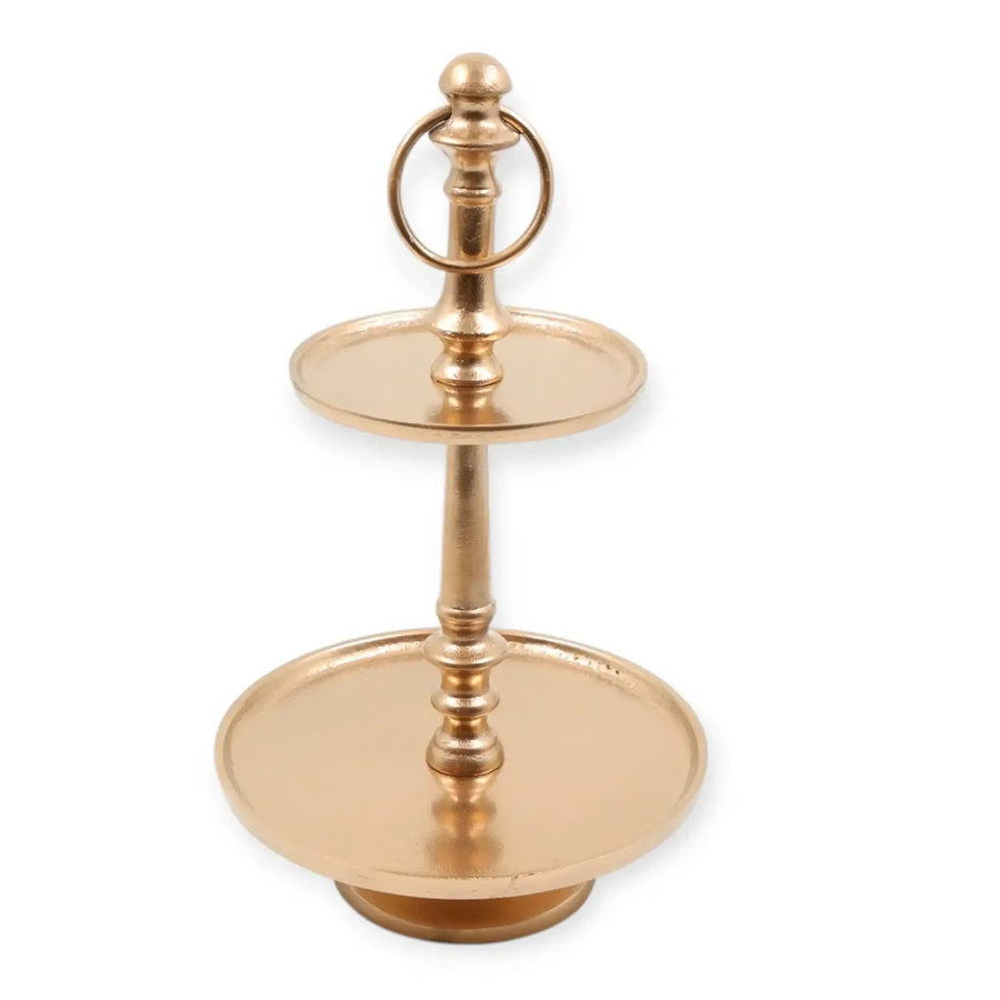 Lolaa Etagere Prestige Gold 2-stöckig aus Aluminium für festliches Dinner und Tea Time, Höhe: 32 cm - Bild 1
