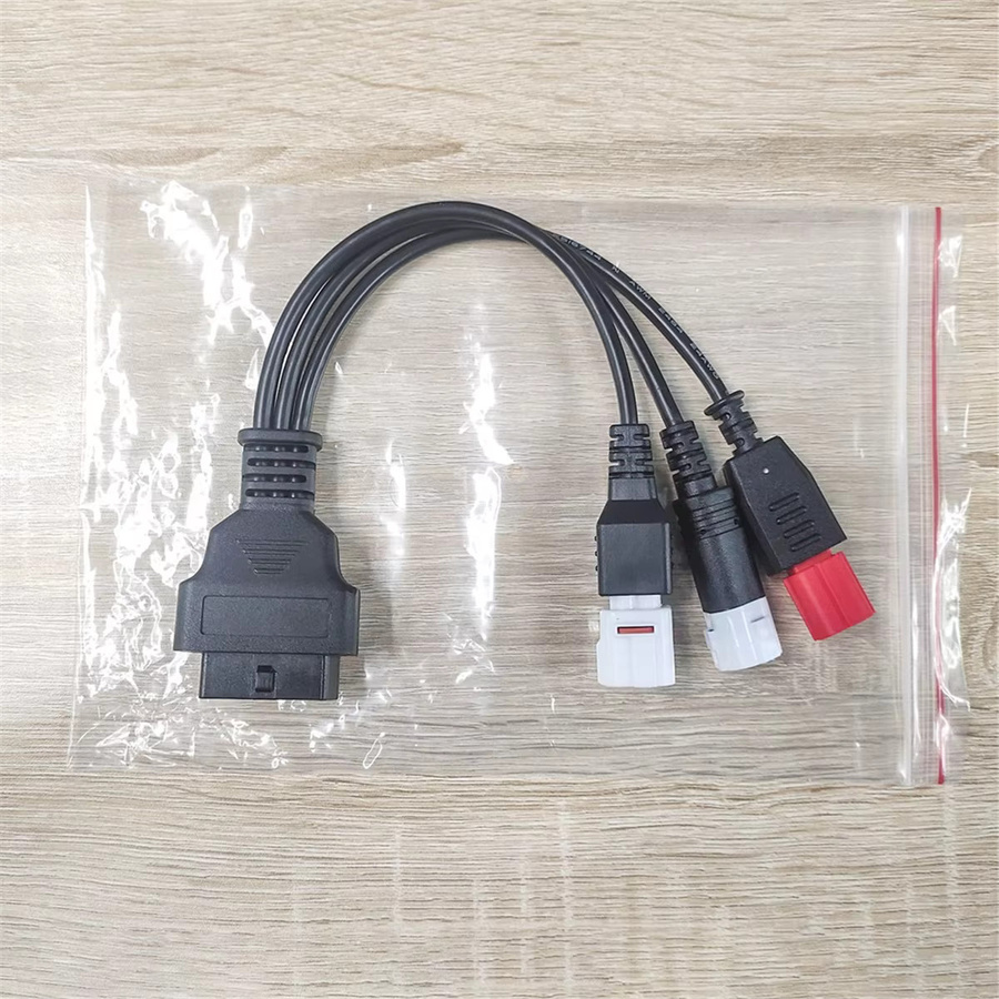 OBD2 Diagnosekabel für Yamaha K-Line Euro5 Motorrad 3-in-1 Adapter Schwarz (16 Pin auf 3 Pin, 4 Pin und 6 Pin) - Bild 2