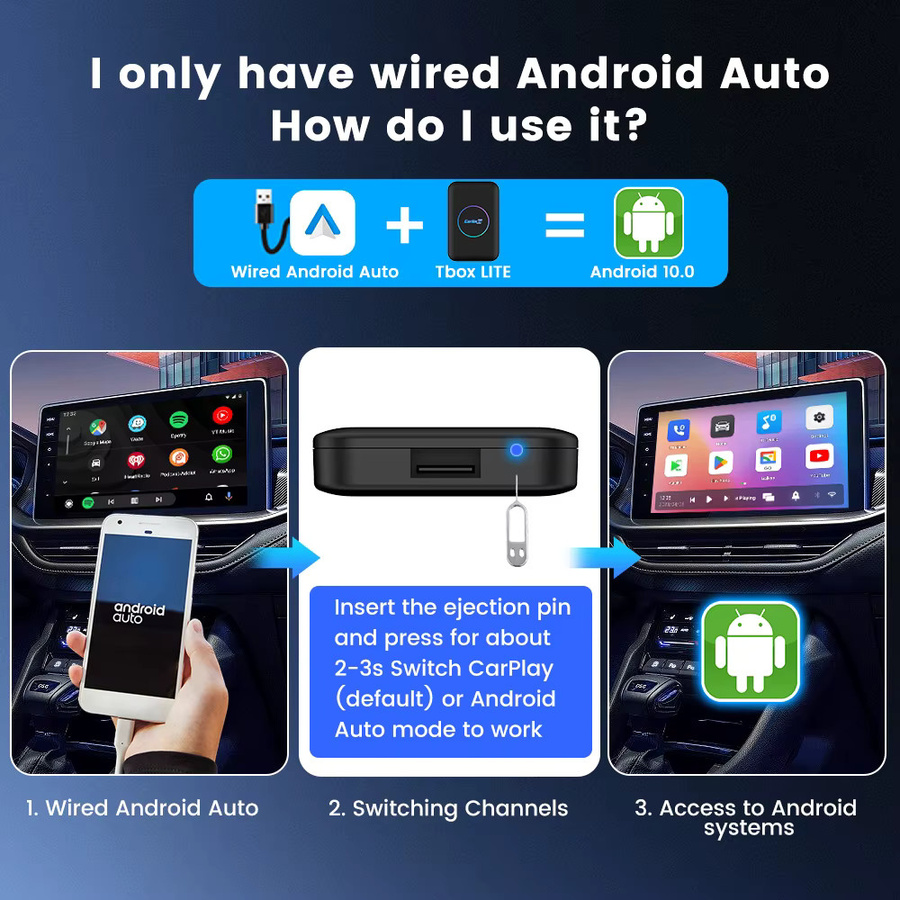 Carlinkit LITE Wireless Android Auto und Car Play AI Box mit 32 GB für Netflix und IPTV in Schwarz - Bild 2