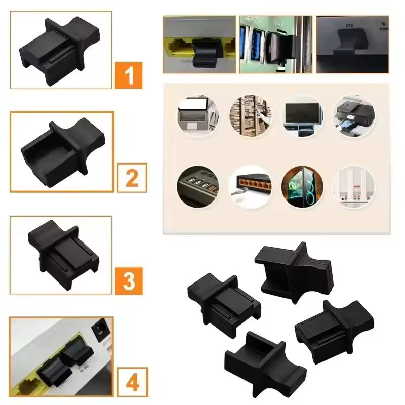 Silikon Staubschutz Kappe für RJ45 Ethernet LAN Anschlüsse, transparent - Bild 2