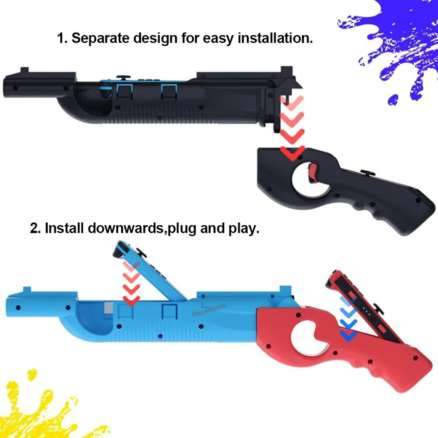HeroAngel Schießspiel-Controller für Nintendo Switch OLED Joycons, Bewegungssteuerung Somatosensorische Pistole, Zubehör in Rot, Blau oder Multicolour - Bild 5