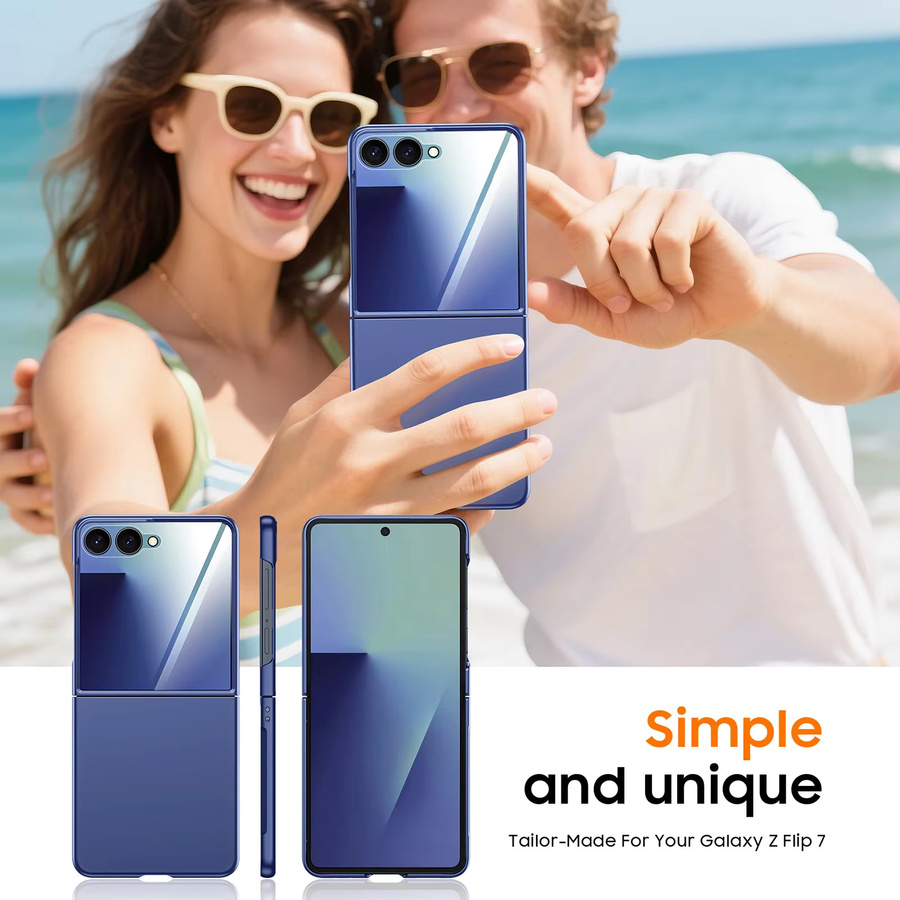 Schutzhülle für Samsung Galaxy Z Flip 7 mit Displayschutz und HD-Schutzfolie, ultradünn, kratzfest und stoßfest, Blau - Bild 5