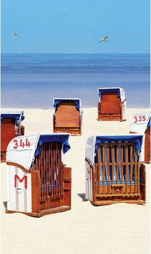 Marburg Vliestapete Smart Art Easy Strandkorb und Strand in Beige und Blau - Bild 1