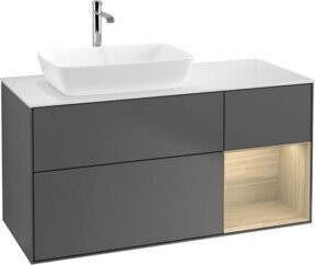 V&B Waschtischunterschrank Finion mit Wandbeleuchtung, Eiche und Anthrazit, Breite: 120 cm, Tiefe: 50,1 cm, Höhe: 50,1 cm - Bild 1