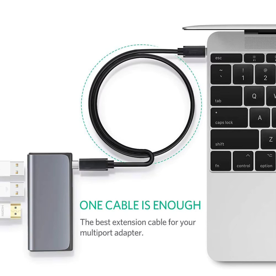 Ninth World USB Typ C Verlängerungskabel Schwarz, 50 cm, USB 3.1 Gen 2, 10 Gbit/s für Schnellladen und Datenübertragung - Bild 5