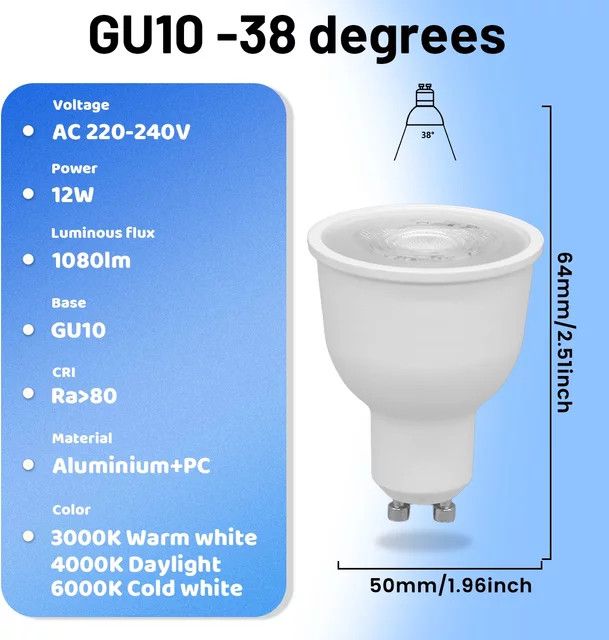 Gatetop LED Strahler GU10 12W Mais Lampe energiesparend aus Aluminium und PC - Bild 1