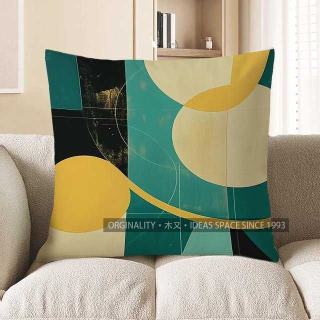 Dekorative Kissenhülle JMG Clothing mit abstraktem geometrischem Muster in Petrol, B/B/H: 45 x 45 x 1 cm - Bild 1