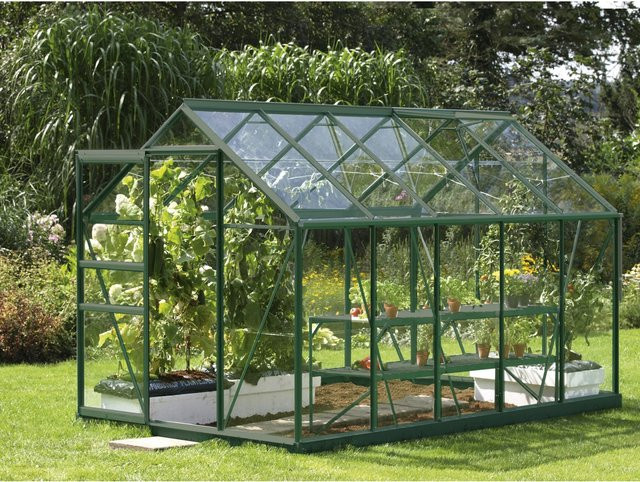 Vitavia Gewächshaus Venus 6200 in Smaragdgrün mit Fundament, Sicherheitsglas und Regenrinnen - Bild 1