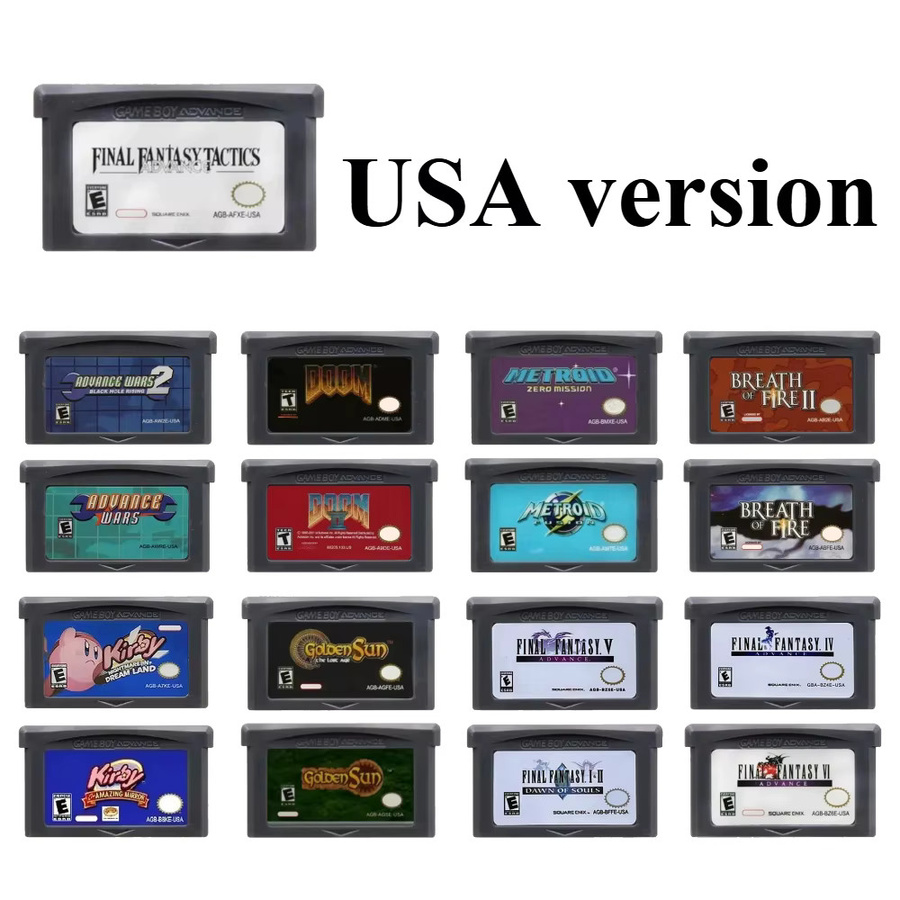 GBA Spielkassetten Kollektion für Game Boy Advance: Retro Modul-Set mit Final Fantasy, Advance Wars, Metroid, Kirby, Golden Sun, Doom und Breath of Fire in Multicolor - Bild 3