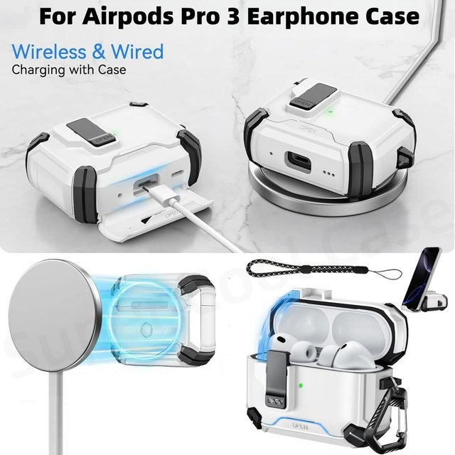 Transparente TPU Schutzhülle für Apple AirPods Pro 3 mit Auto Pop-Up Funktion und Trageband - Bild 1