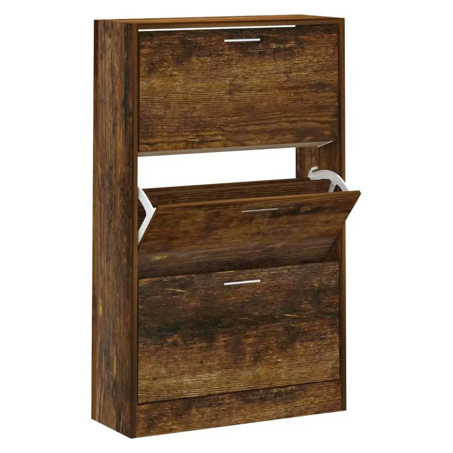vidaXL Schuhschrank Räuchereiche Modern Wandmontage B/T/H: 63 x 24 x 103 cm - Bild 2