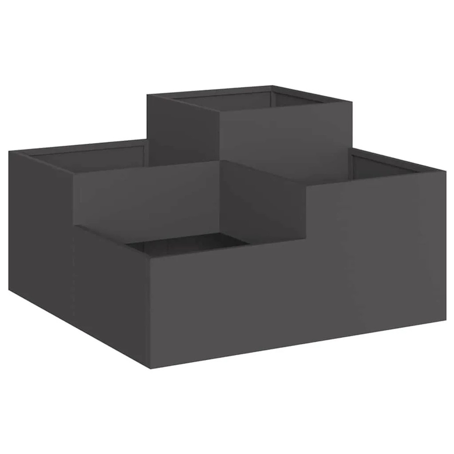 vidaXL Gartenblumentopf aus Stahl in Schwarz, B/T/H: 100 x 100 x 48 cm - Bild 2
