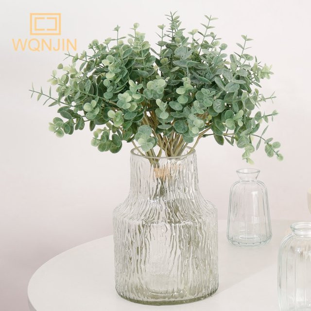 6er Set künstlicher Eukalyptus in Grün und Orange von WQNJIN für Weihnachtsdekoration und DIY-Blumendekoration - Bild 1